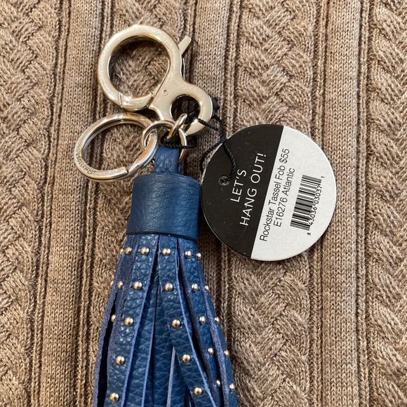 Brighton Your Bag Leather Rockstar Tassel Fob in Atlantic Blue - Picture 2 of 2